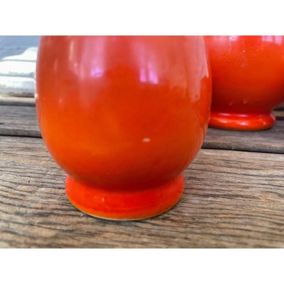 Vintage MCM 1960s Ceramic Orange Ball Pitcher With 5 Glasses set - Picture 5 of 15